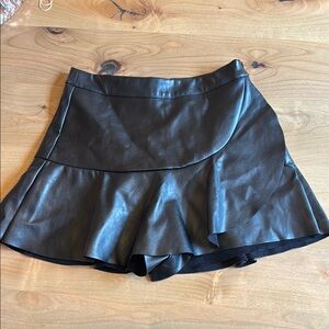 Black Faux Leather Skort